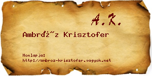Ambróz Krisztofer névjegykártya
